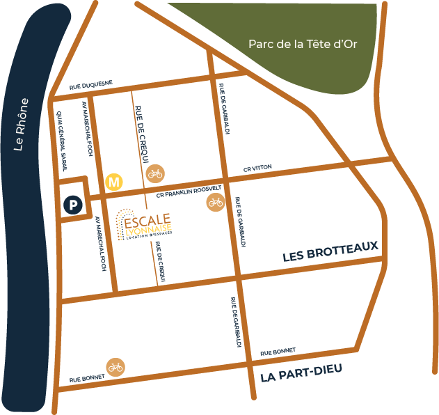 Voiture et TCL Location d’espaces à l’Escale Lyonnaise à Lyon pour séminaire, réunion, formation, événementiel, conférence associations et professionnel.